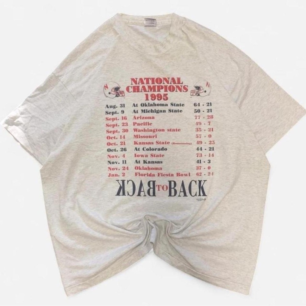 Vintage 1995 Nebraska Cornhuskers Back to Back National Champions T-Shirt XXL